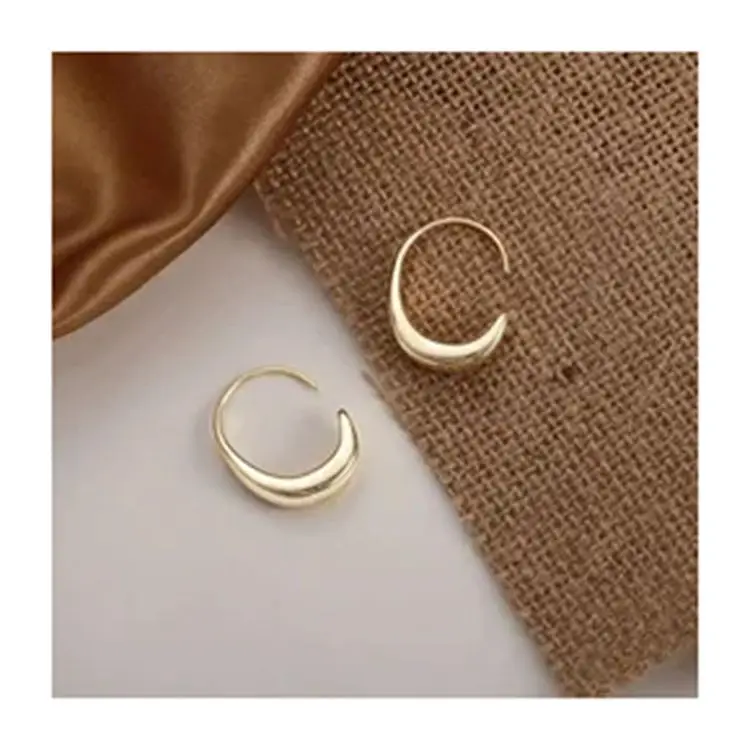 Punk Women Jewelry Minimalist Ear Hook Open Chunky 18K Gold Thick Plated 925 Sterling Silver Huggie Hoop Earrings