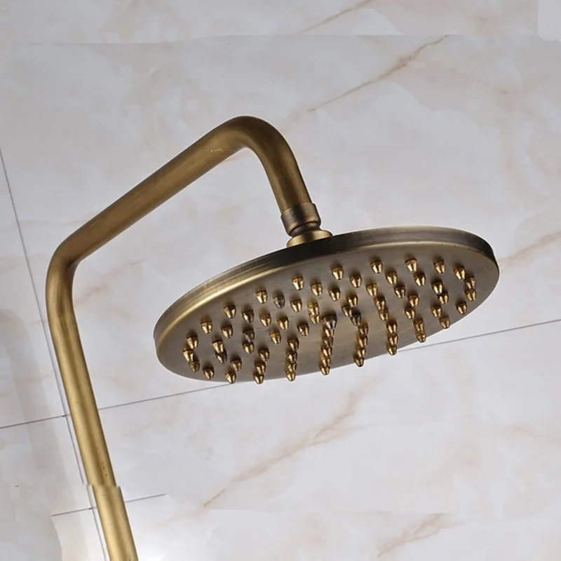 
Antique brass Shower Set Faucet Wall Mount Single Handle with Handshower + Shelf Bathroom Shower Mixer Tap 