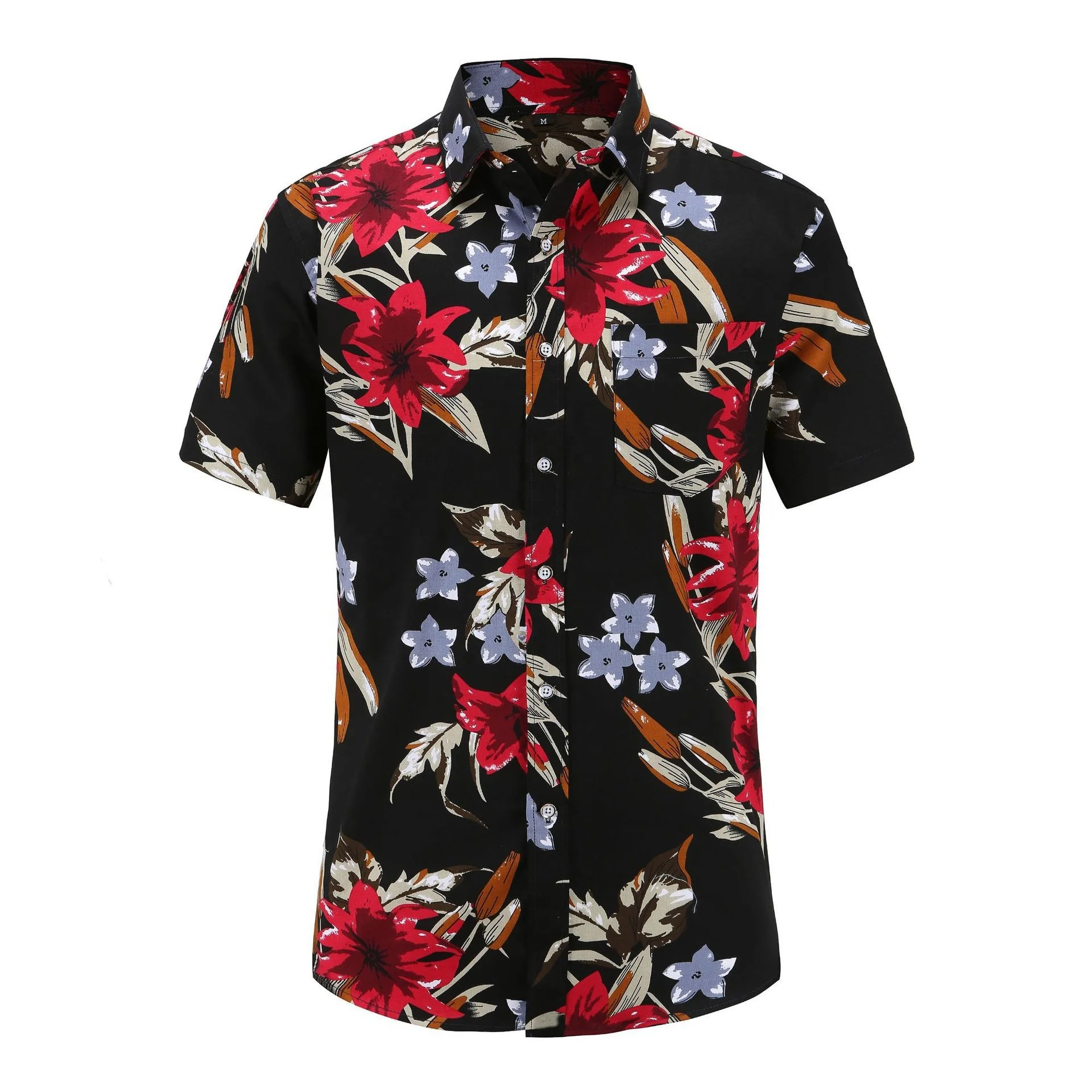 
Wholesale Short Sleeve Unisex Beach Floral Printed Shirt for Men Hawaiian Summer 