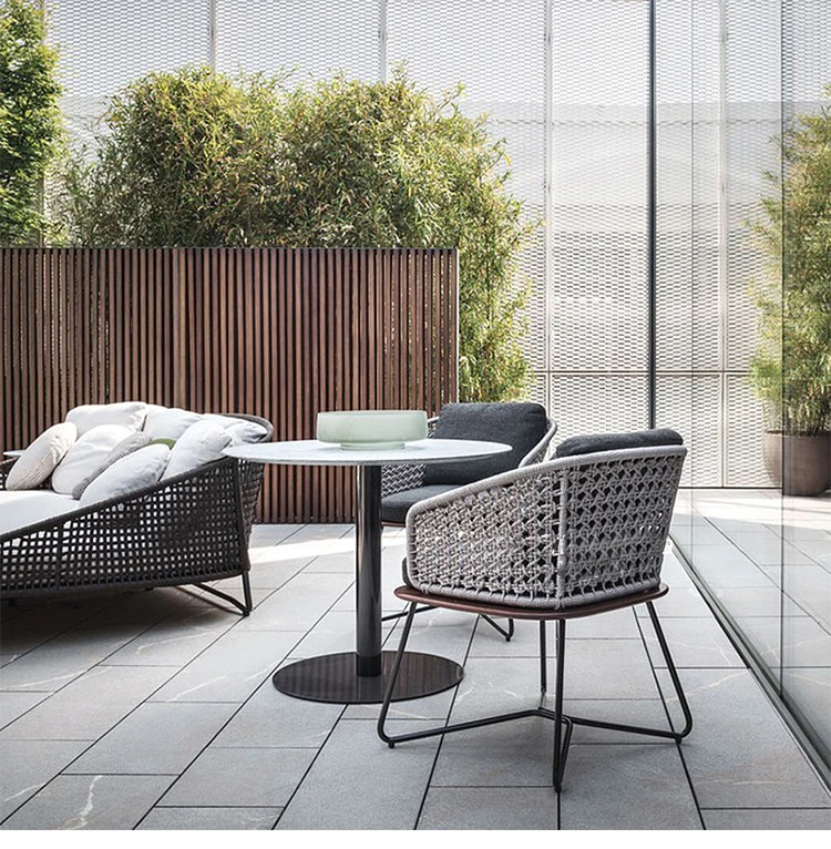 Dreamhause Outdoor Patio Villa Hotel Single Rattan Sofa Chair Swimming Pool Garden Terrace Rattan Sofa Set With Aluminum Frame