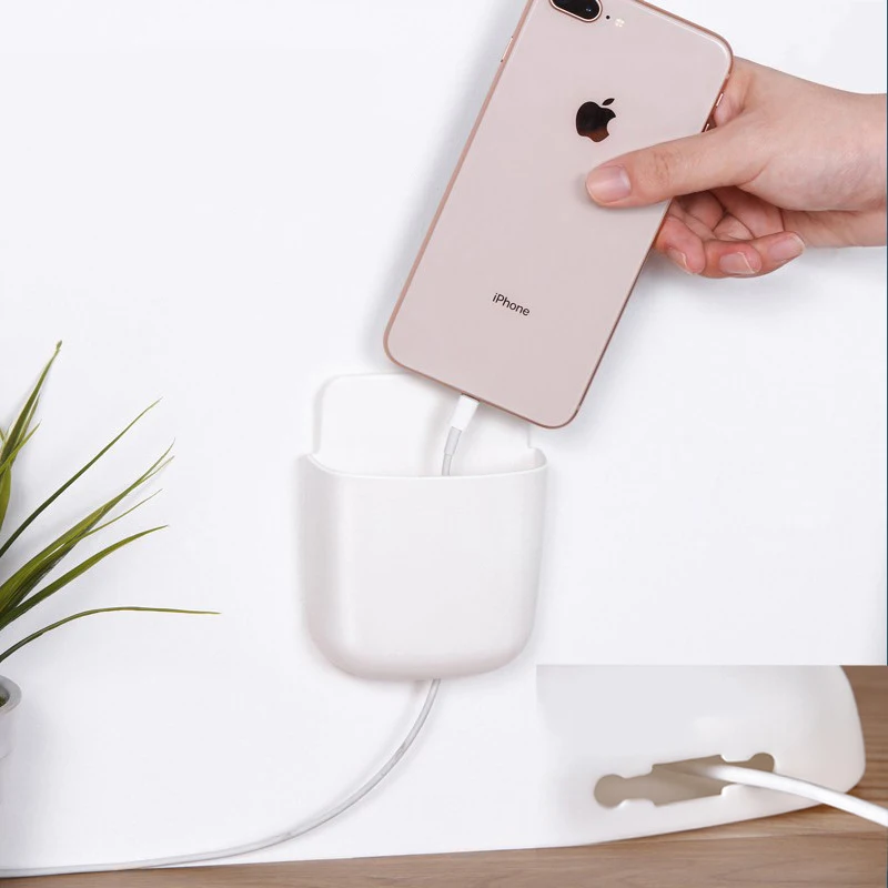 Wall Mounted Remote Control Organizer Living Room Bedside Shelf No Hole Punch Bracket Home Phone Charging Storage Hanging Rack