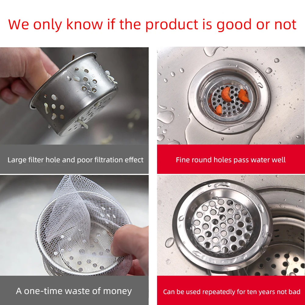 Leak Net Home Floor Drain Kitchen Sink Slag Stainless Steel Sink Filter Bathroom Floor Drain Slag Cleaner Food Slag