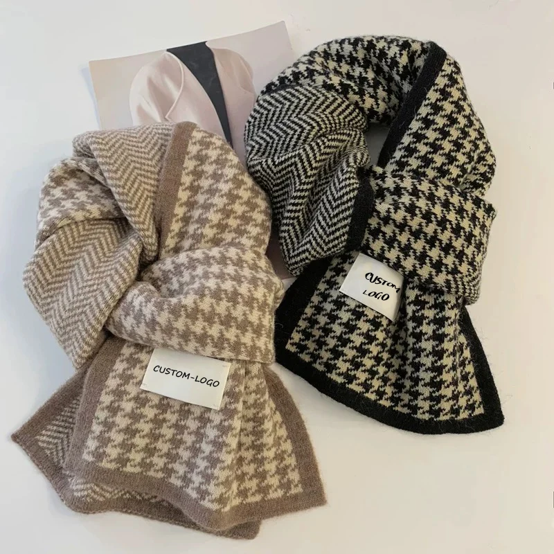 Factory Wholesale Ribbed Knitted Scarves Retro Arctic Velvet Neck Winter Scarf For Women