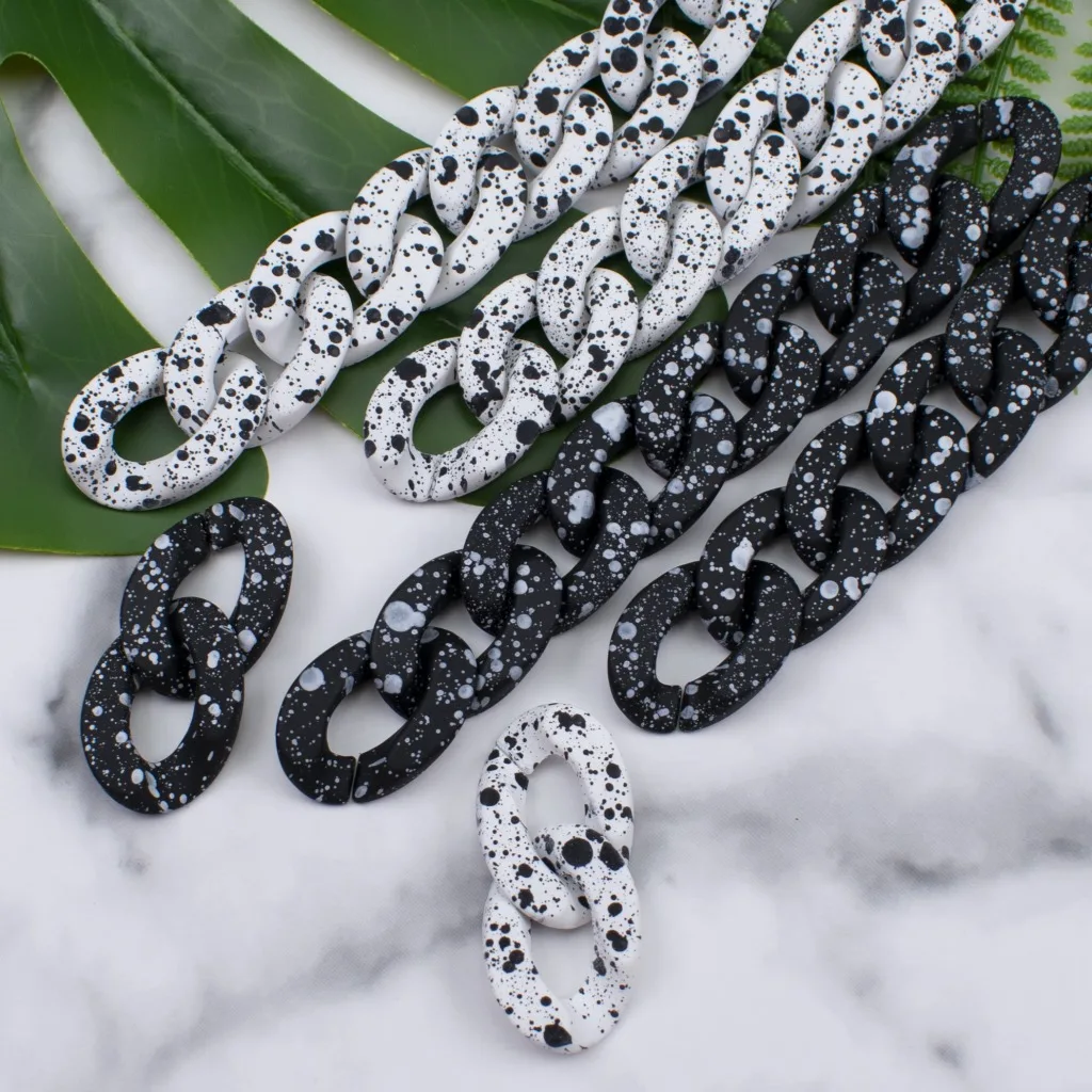 21*30mm Tie Dye Acrylic Twisted Chains Assembled Parts Bead Matte Texture Accessories for DIY Jewelry Findings Wholesale