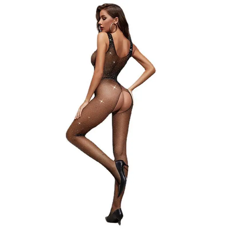 new rhinestone dress womens sexy underwear  lingerie sexy rhinestone one piece body stocking perspective temptation
