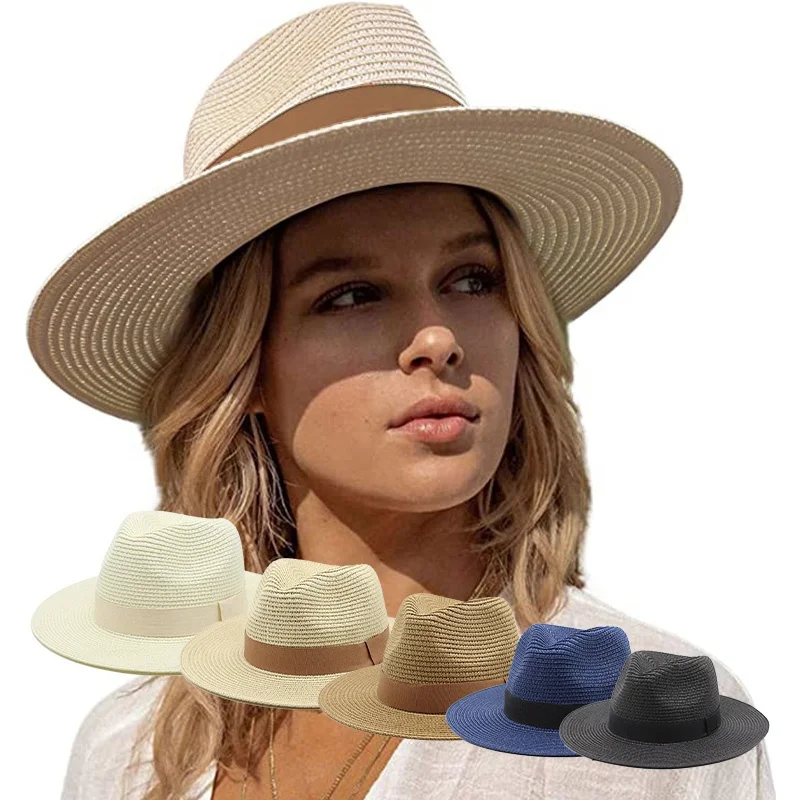 2023 New Fashion Wide Brim Beach Panama Hat  Mexican Sun Summer Fedora unisex Straw Hats With Custom Logo