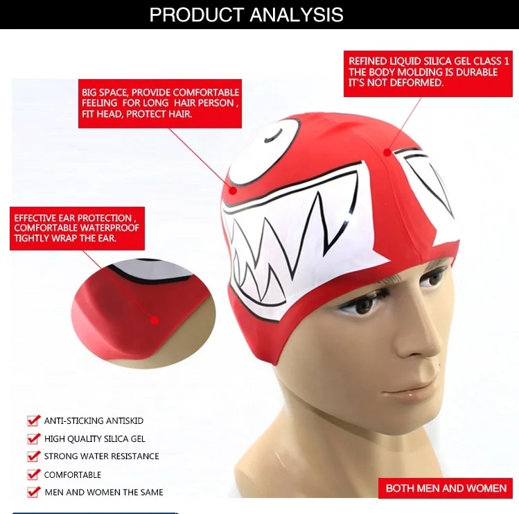 Custom Acceptable 100% Environmental Silicone Custom Logo Swim Cap for Adult Eco-Friendly Waterproof Silicone Swimming Cap