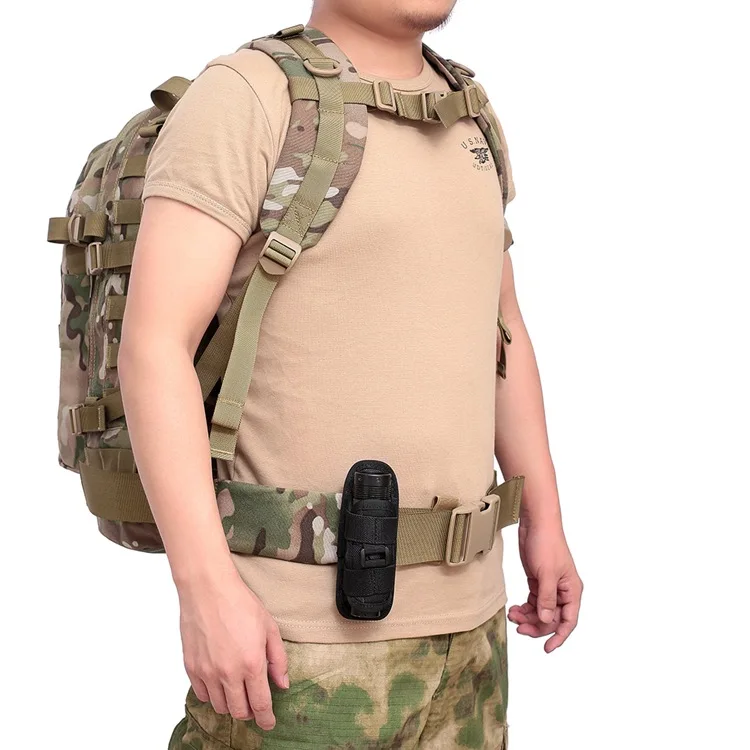 Tactical Hunting 360 Degrees Rotatable Molle Flashlight Pouch Holster Torch Case Outdoor Belt Portable Torch Cover Holder Pouch