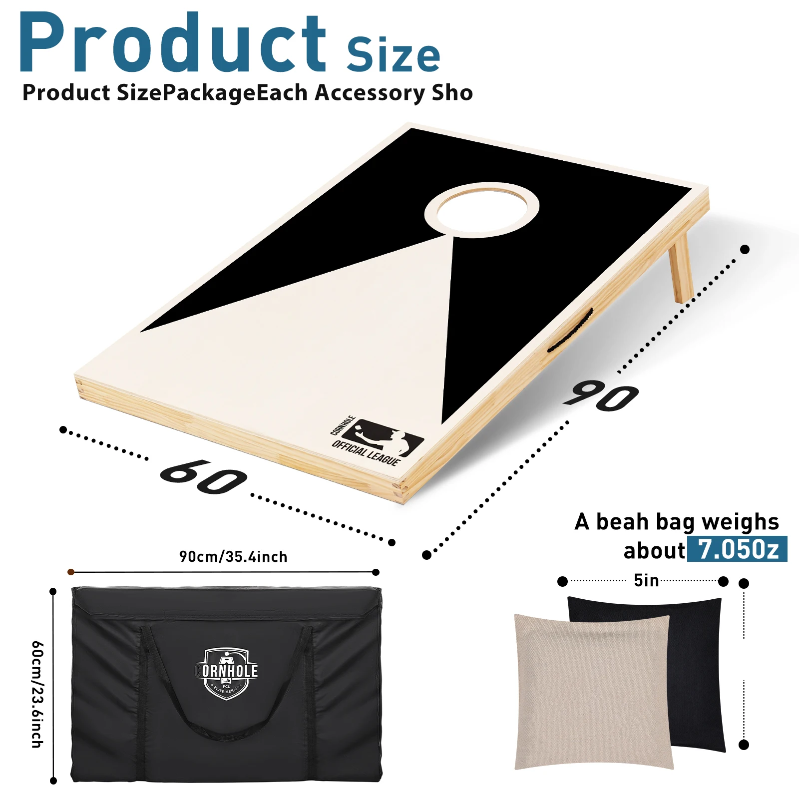 USA Local Warehouse Outdoor Portable Cornhole Set with 8PCS Bean Bags , Wooden Sandbag Board Games for Indoor & Outdoor