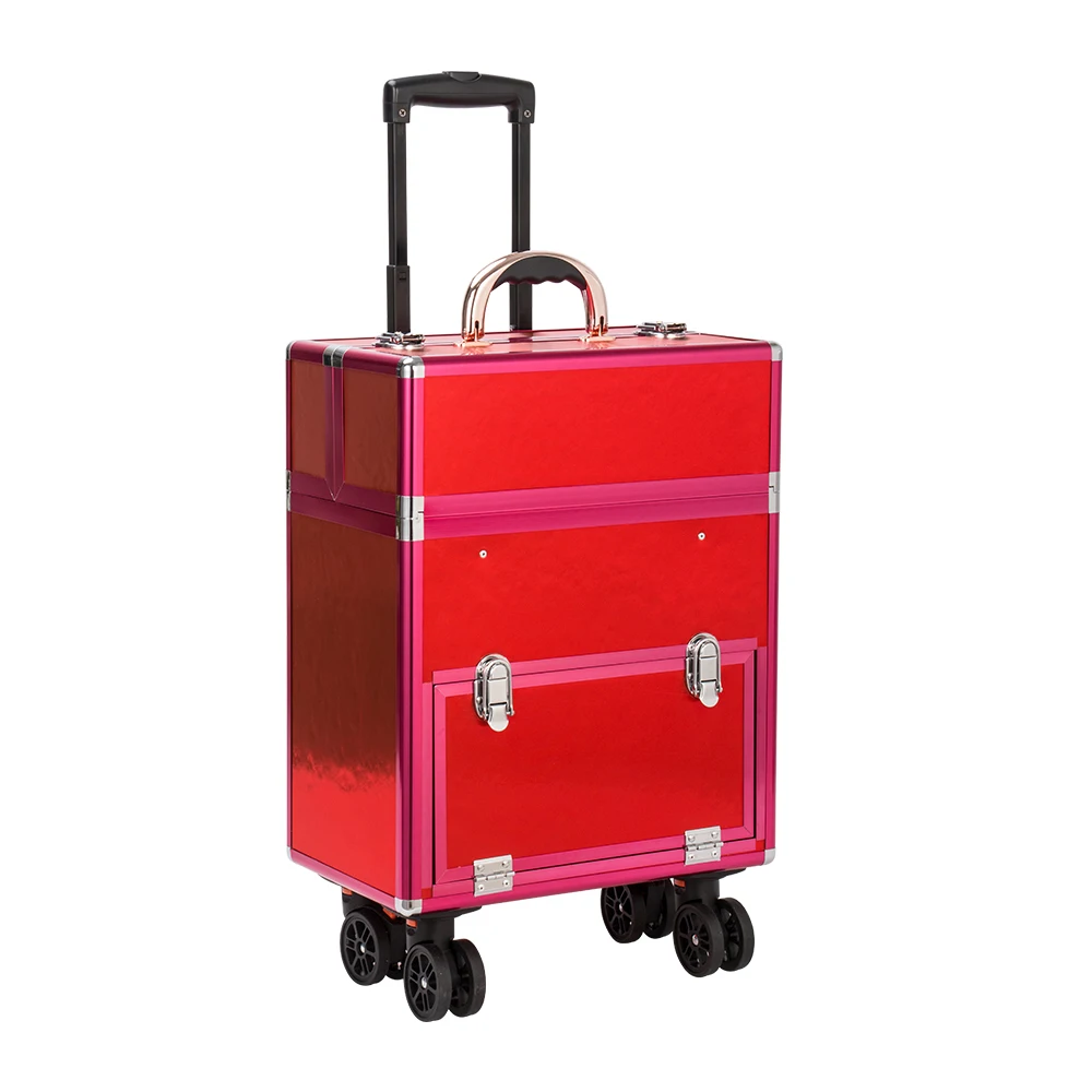 Hot Sale Multi-Layer Nail Trolley Box Rose Gold Large Capacity Makeup Nail Organizer Trolley Case
