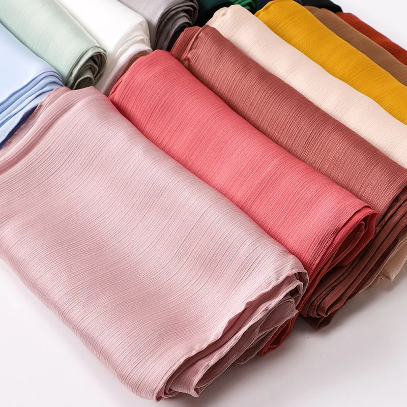 New 39 colors 70*175cm Solid Crepe Malaysia High Satin Silk Shinny Scarf Islam Shawl Head Wraps Soft Long Muslim Hijab