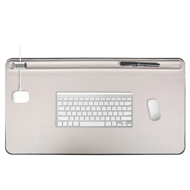 Office desk mat, mouse pad, double-layer storage desk Mat magnet guide rail, fixed line design, computer desk mat