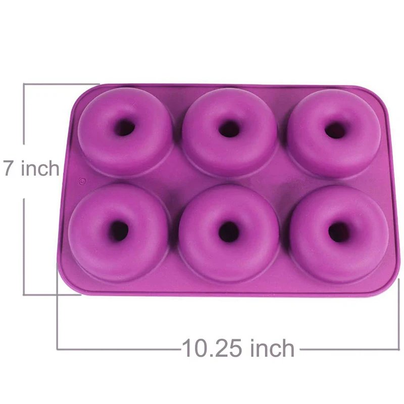 6-Cavity Heat-Resistant Silicone Donut Tray BPA Free for Baking for Food Commercial Use Packaged in Bags
