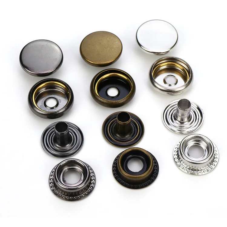Guanfeng 12mm 15mm 17mm 20mm Four Parts Metal Brass Fastener Press Snap Button For Clothes Jacket