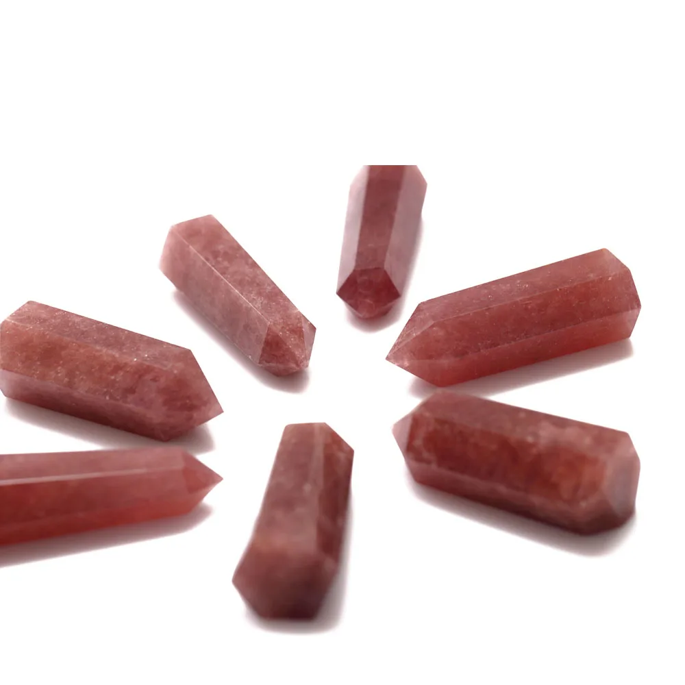 High Quality Wholesale Lucky Healing Opaque Strawberry Natural Quartz Crystal Gemstone Towers for Sale