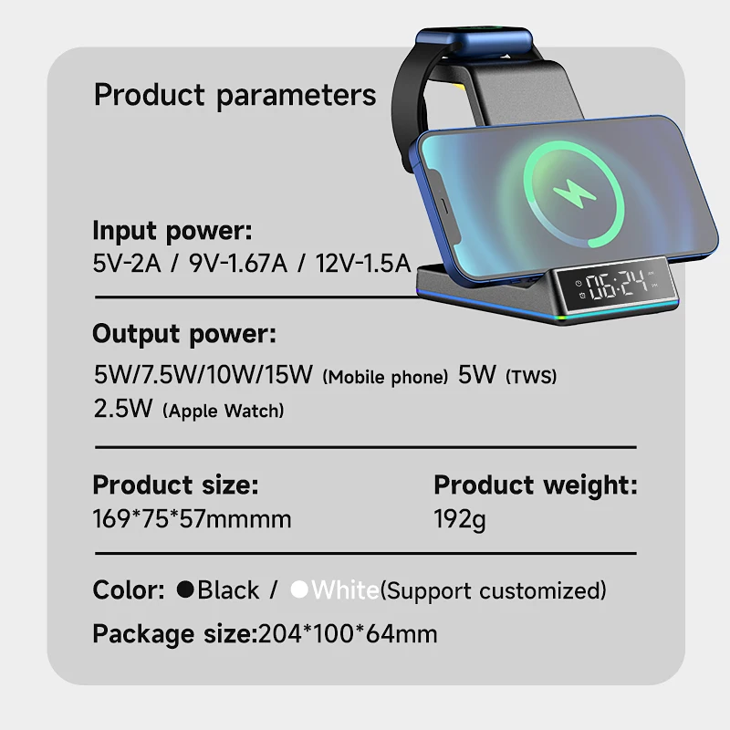 Mobile Phones Holder 2021 Wholesale Wireless Charger 5 in 1 Qi Stand 10W Fast Wireless Charging Adapter for iphone 12 Charger