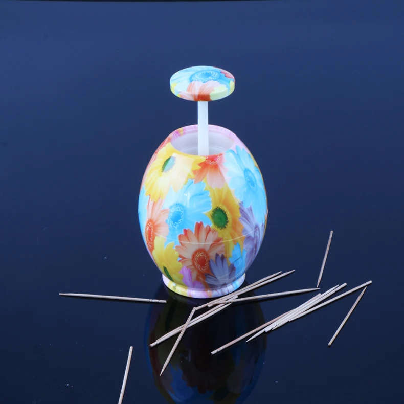 
Creativity oil painting style plastic automatic toothpick holder box 