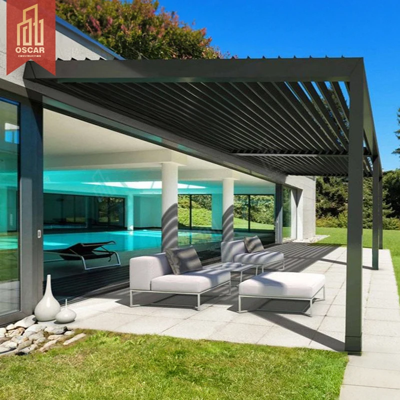 Factory Wholesale Garden Aluminum Waterproof Louver Roof System Pavilion With Electric