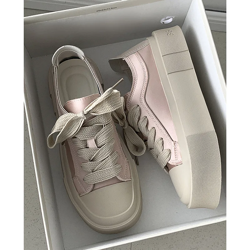 Fashionable Spring High Quality Satin Pink Round Toe Comfortable Casual Flat Shoes