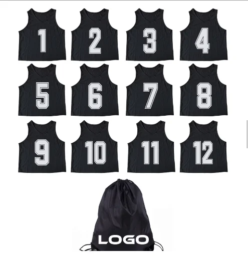 Custom logo wholesale 12 pinnies soccer bibs vest basketball soccer bibs with numbers