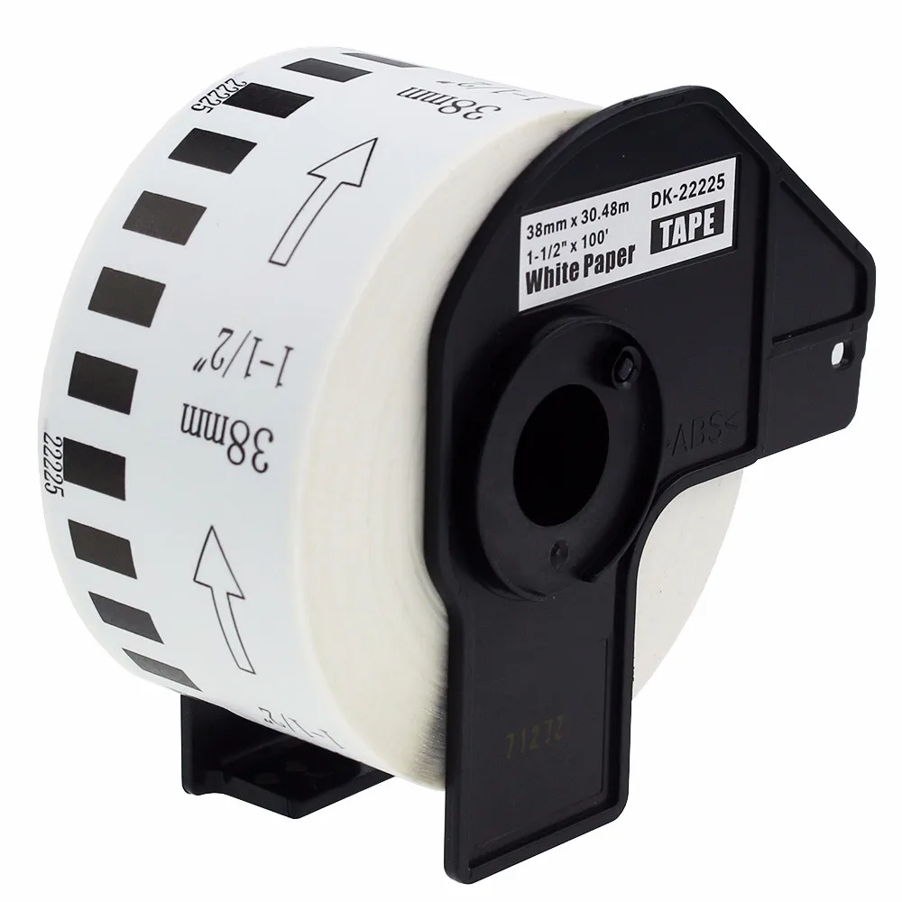Бесплатный образец рулоны для заправки белой бумаги непрерывные этикетки наклейка на штрих-код DK22225 бумажные используемые принтера Brother