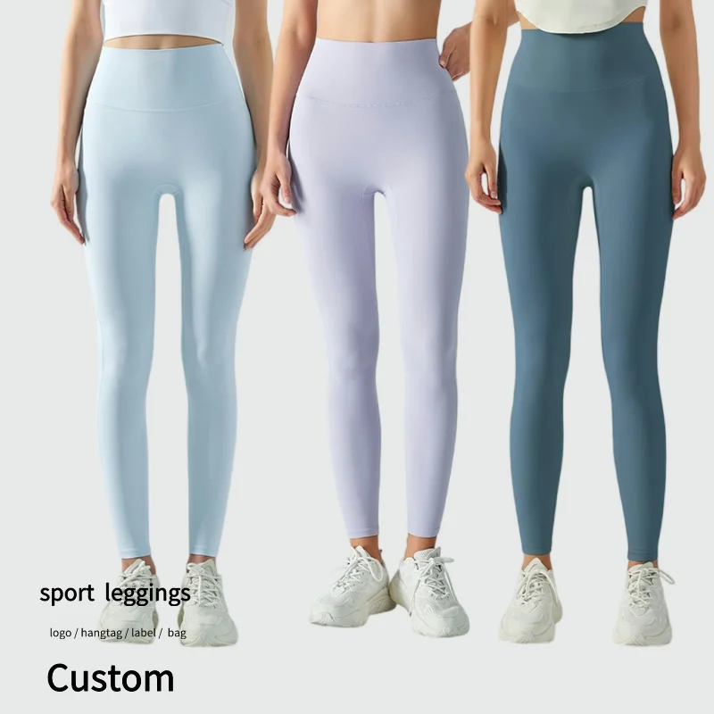 Wholesale Naked Feel Yoga Leggings No T Line Tummy Control Sport Tights Soft Women Gym Leggins Custom Logo Yoga Leggings