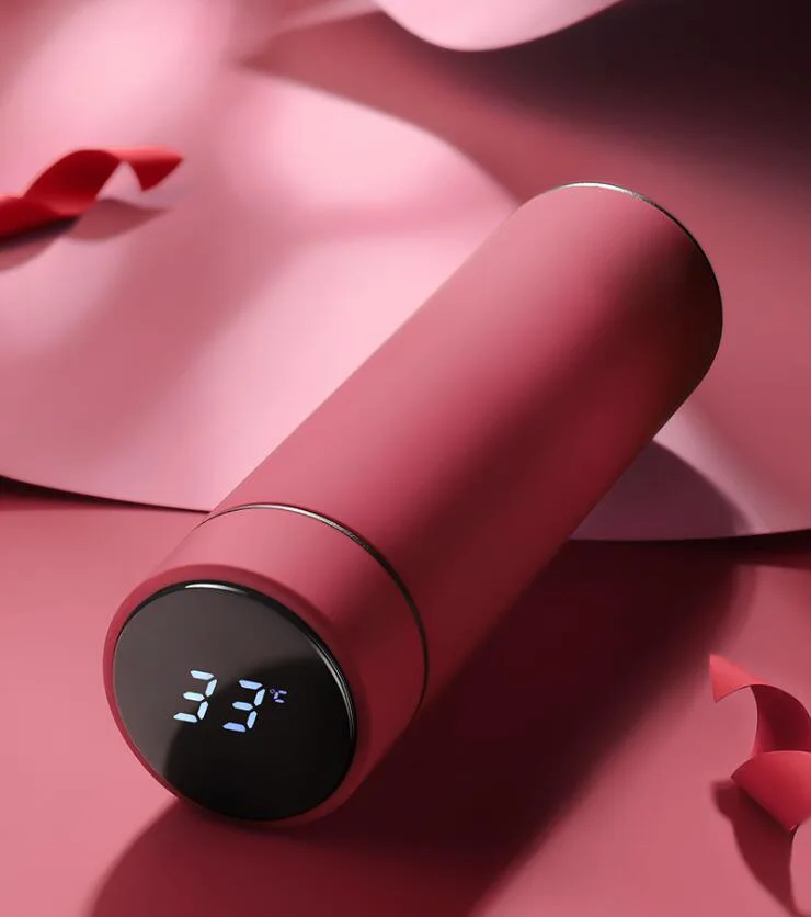 Creative macaron gift custom logo solid color intelligent temperature measuring stainless steel thermos cup