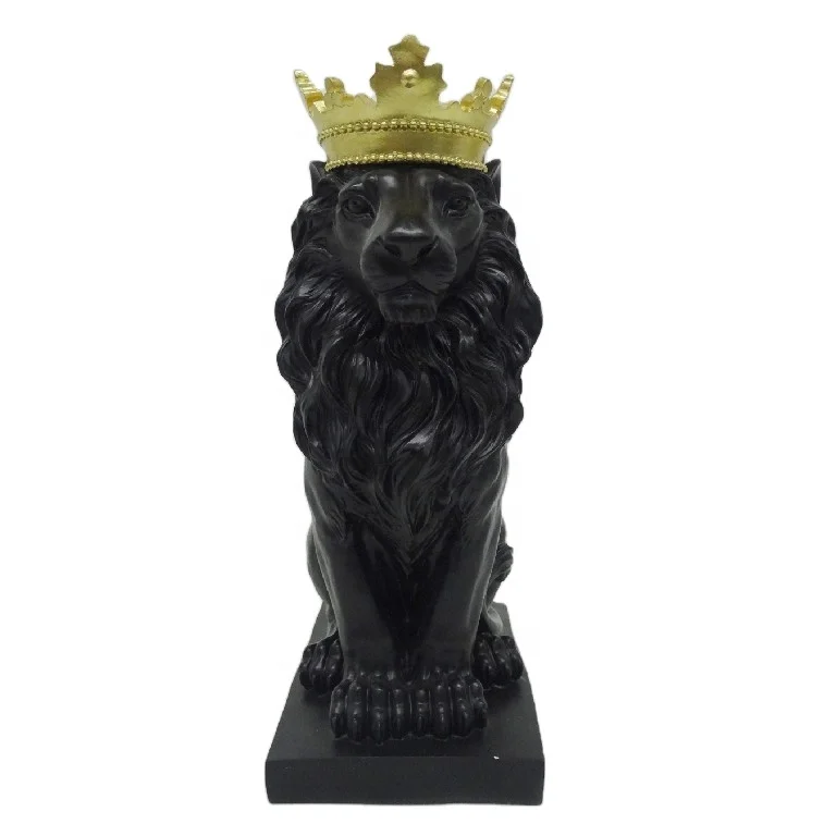 
Polyresin Material Big Black and White Lion Figurine Decor 