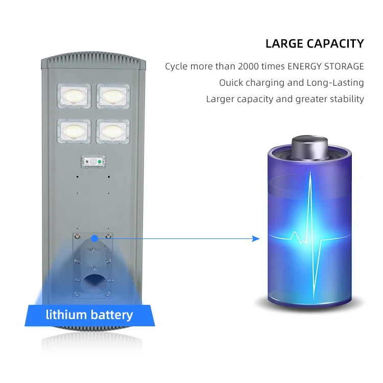 Outdoor Ip65 Waterproof Lamp PIR Control Sensor Power Integrated 80w 100W All In One Led Solar Street Light