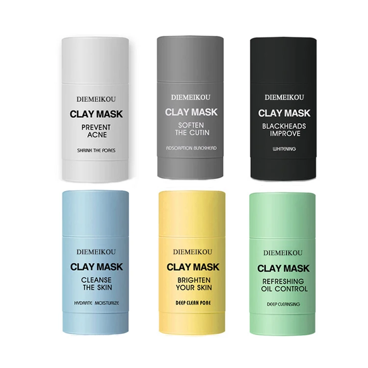 Green Mask Solid Mud Face Whitening Skincare Oil Control Facial Purifying Anti-acne Organic Vitamin Green Tea Clay Mask Stick