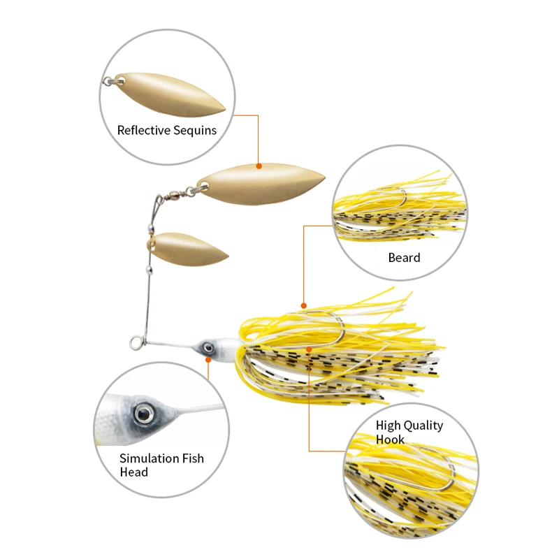 13.5g More Beards Metal Blades Artificial Bait Spinner Bait Lure For Fishing Bass Perch Pike