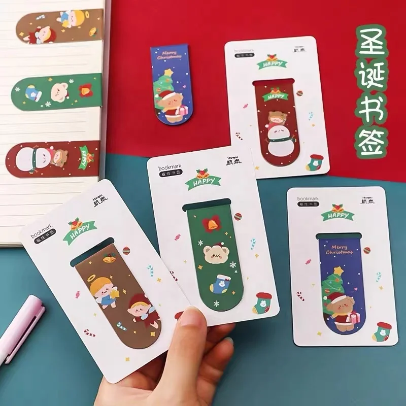 Cute design Merry Christmas Themed Magnet Page Markers Multi Patterns Magnetic Page clip Book Markers