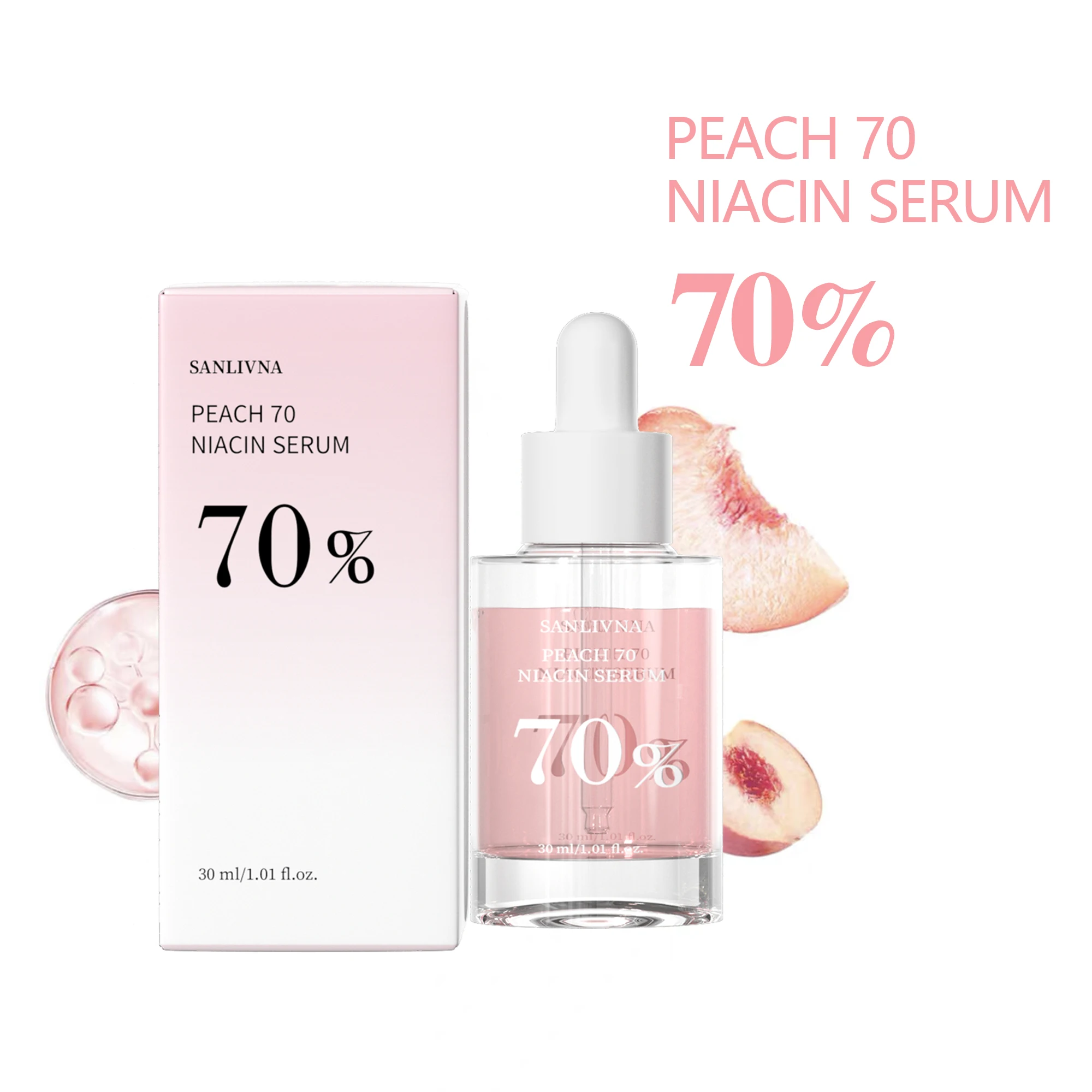 Korean Peach Skin Care Moisturizing Essence 70% Niacin Serum 30ml