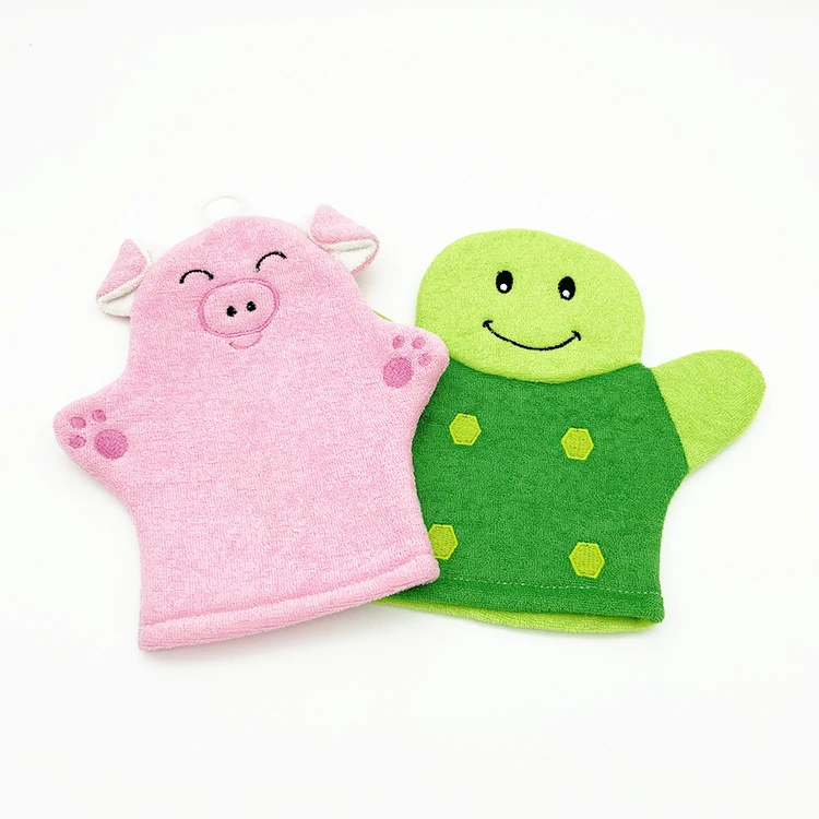 Cartoon Colorful Toy Soft Scrub Shower Washing Mitt Baby Bath Glove for Kids