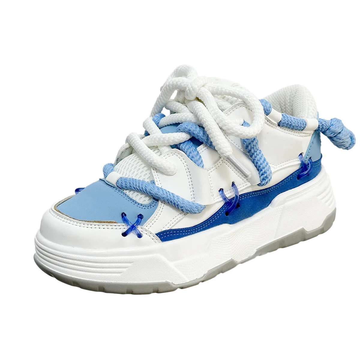 Fashion size 12  flats blue grey leather casual women light lace up custom sneakers woman running shoes for ladies