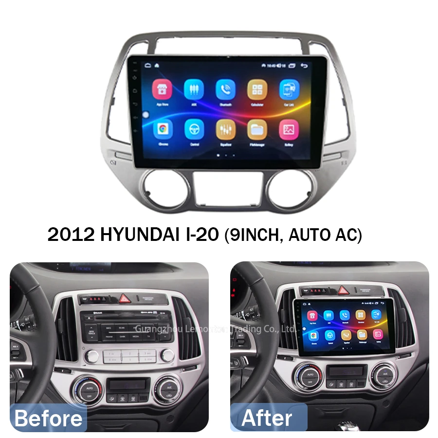 DVD Player Radio Android Car for 9inch Dvd Touch Screen Stereo HYUNDAI I-20 2012 Auto