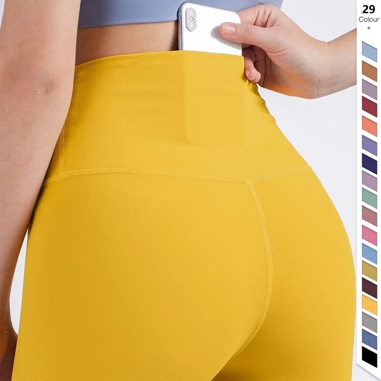 Athletic Yoga Wear Women Summer 29 Colors Yoga Pants Fashion High Waist Push Up Butt Lifting Brown Compression Spandex Leggings
