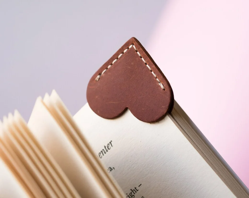 Leather Heart Page Corner Bookmark