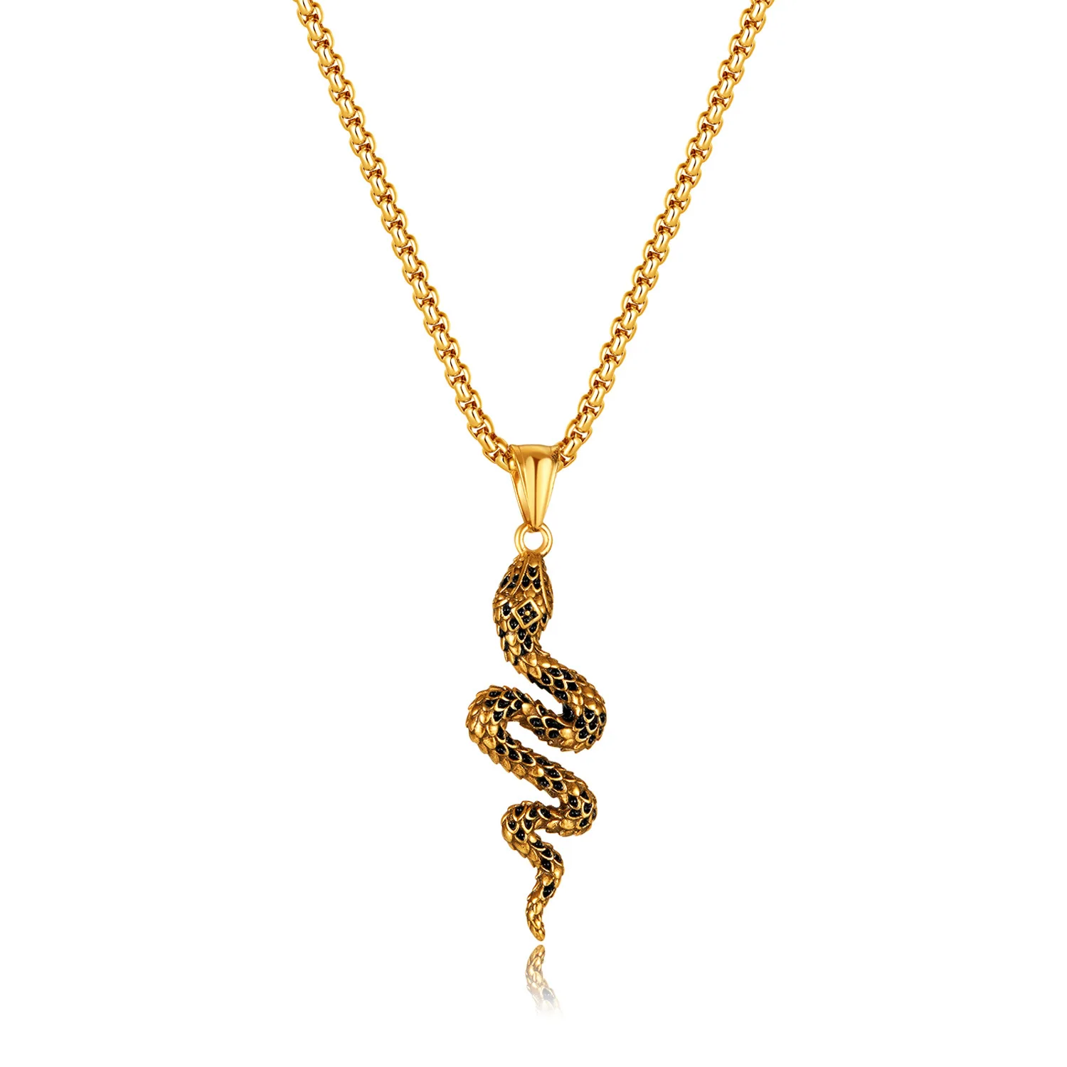 ODM Hot selling personality creative stainless steel serpentine pendant necklace Hip hop snake fashion jewelry necklaces men