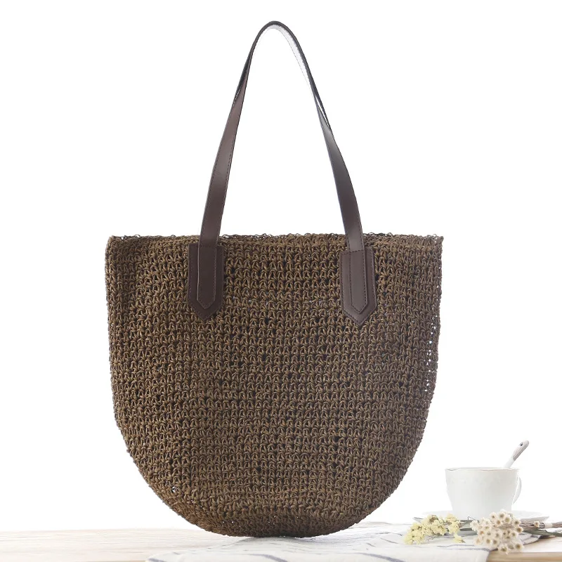 Newest hot sale women straw bags summer natural raffia straw beach bag