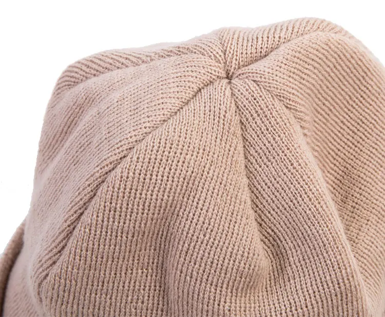 High Quality Oem Chunky Brimmed Lana Alpaca Winter Hat Custom Jacquard Logo 100% Cashmere Angora Merino Wool Beanie For Adult