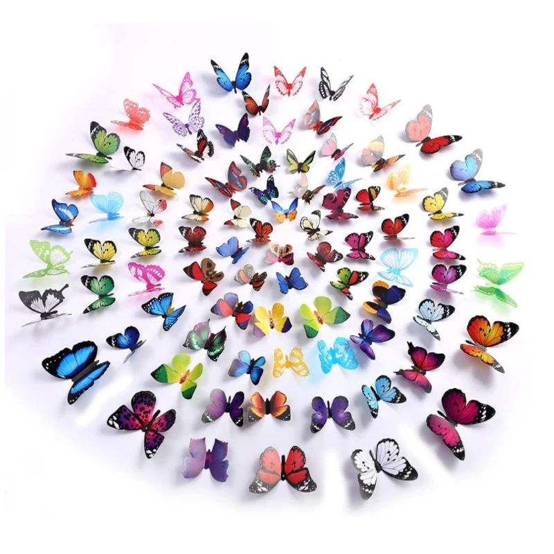 12 pcs Butterfly Wall Decals  3D Butterflies Decor for Wall Removable Mural Stickers Home Decoration Kids Room Bedroom Decor