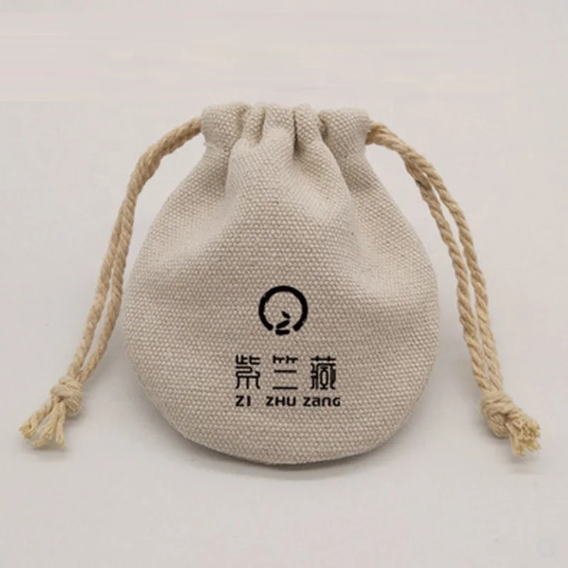 Factory Korean INS Style Customized Cotton Bundle Pocket Rope Color Printing Jewelry Storage Canvas Bag