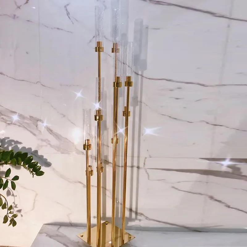 Weddings Party Table Centerpieces Stand Home Hotel Decoration s Gold Glass Candelabra Metal Candlesticks