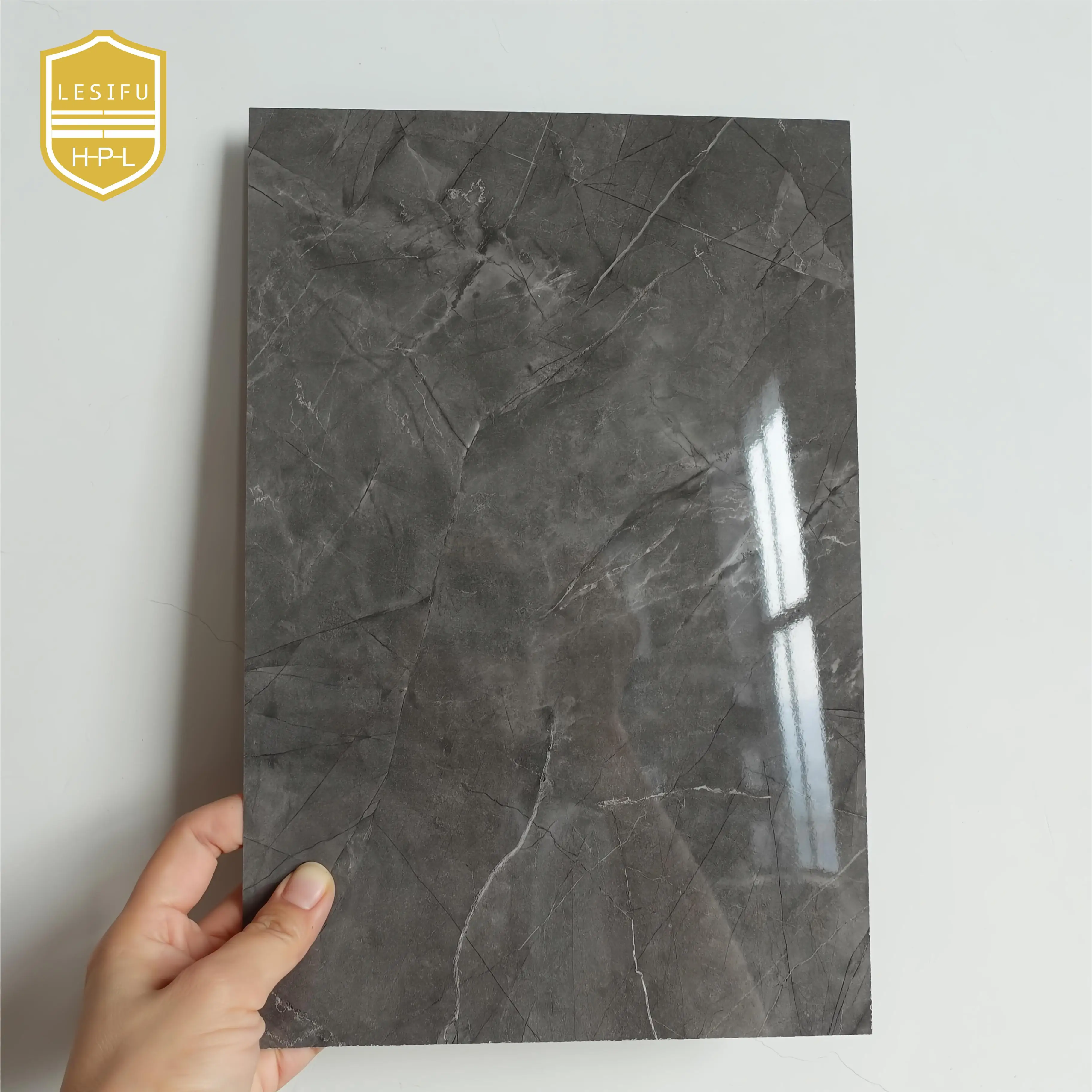 Lesifu grey black stone marble hpl sheet rock color laminate marble formica hpl with great price