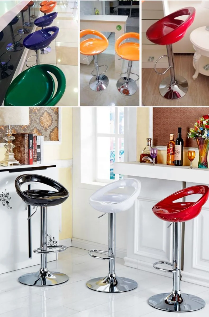 Modern Cheap Steel Plastic Nordic High Bar Stool Chairs Adjustable Height Wine Cellar Home PP Bar Stool Table Chair