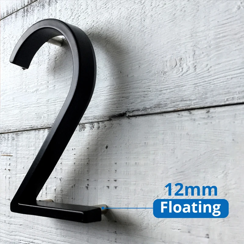 Modern Black Floating 5-inch (12cm) Zinc Alloy Metal Digital Huisnummer Alphabet Dash Slash Sign House Number Plate