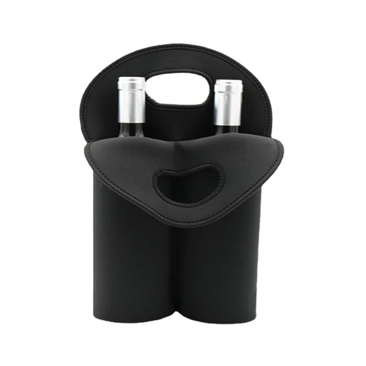 Portable Thermal Insulation Cooling Diving Material 750ml Thermal Insulation Double Bottle Champagne Wine Carrier Tote Bag