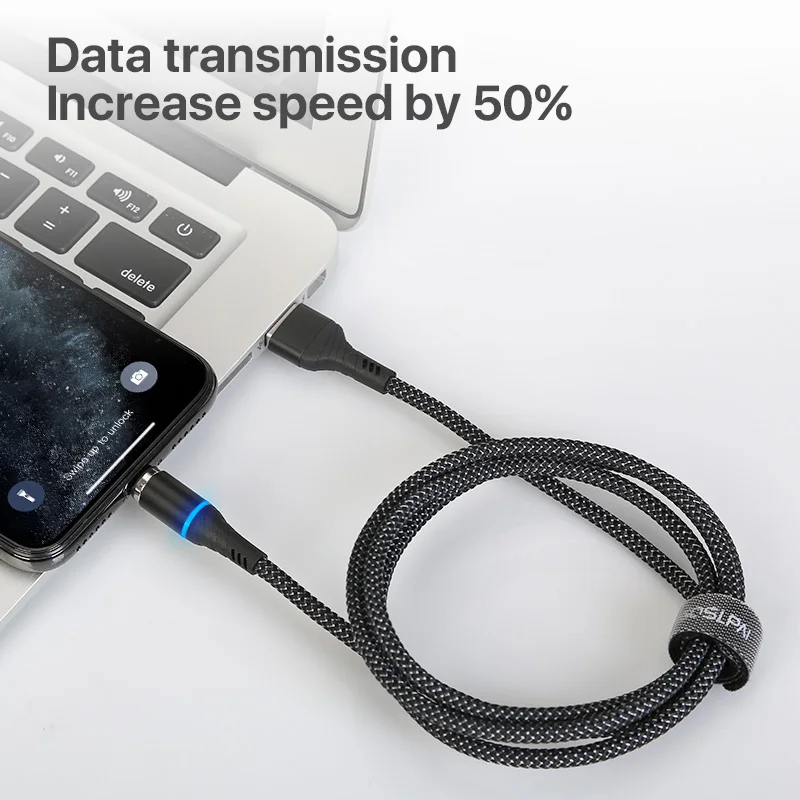 SOSLPAI new design for iphone usb cable nylon braided 5A fast charger 3 in 1 magnetic usb charging cable