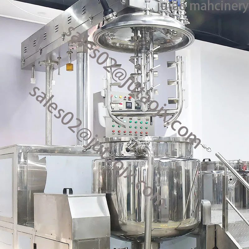 Lotion Cream Making Mixing Vacuum High Shear Emulsifier Mixer Machine With Hydraulic Lifting